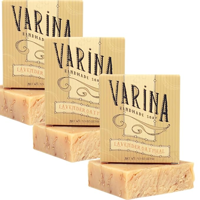 Organic Lavender Oatmeal Bar Soap - Gentle Cleansing for Sensitive Skin, Herbal - 3 Pack