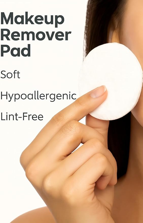 Organic Cotton Rounds for Face (300 Count) Makeup Remover Pads, Hypoallergenic, Lint-Free | 100% Pure