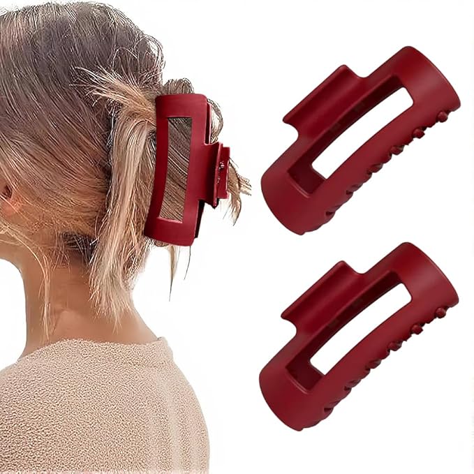 Silicone Hair Clips, Cloud Hair Pins for Women, 3.9 inch Soft Hair Claw Clip for Thick/Fine/Thin/Curly Hairstyle, Amber 2 Pack