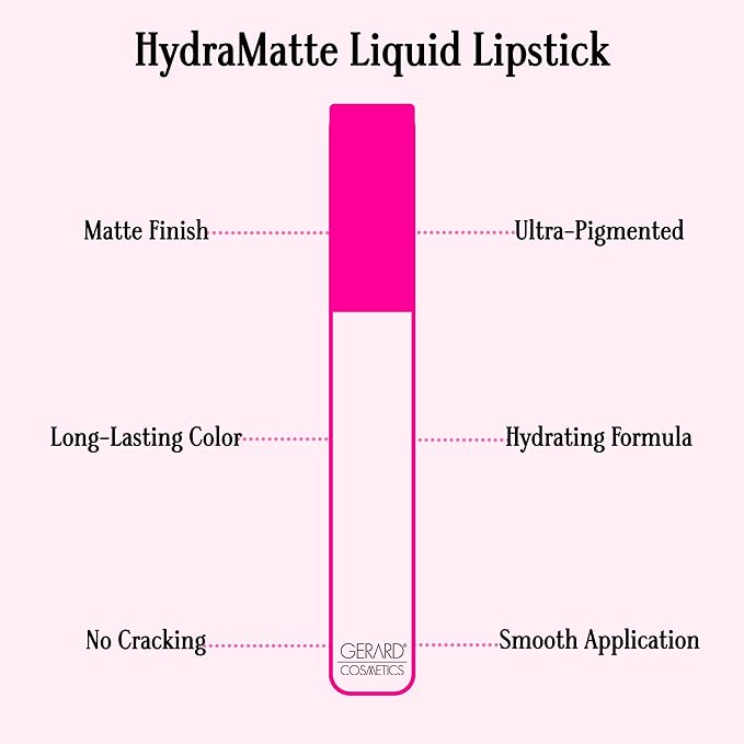 Gerard Cosmetics HydraMatte Liquid Lipstick Cher, Mauve Lipstick with Matte Finish, Long Lasting and Non Drying, Super Pigmented Fully Opaque Lip Color