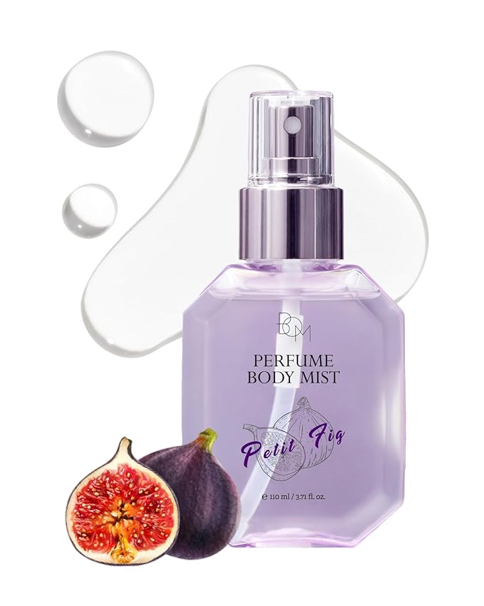 BOM Petit Fig Perfume Body Mist 3.71 Fl Oz, Fig Scented Mist with Hyaluronic Acid, Niacinamide & Vitamin C, Hydrating, Lightweight Body Perfume, Long Lasting Fragrance, Korean Skincare