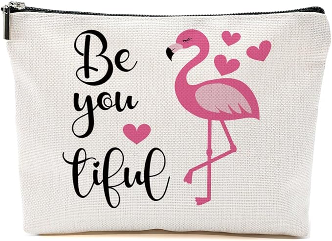 Flamingo Makeup Bag - Summer Cosmetic Bag, Animal Lover Gifts for Women, Themed Toiletry Bag for Graduation or Birthday