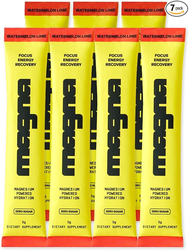 MAGNA Electrolytes Powder Drink Mix for Hydration, Energy & Focus Support with Magnesium L Threonate, Sodium, Potassium, Vitamin D, B6 & B12, Sugar Free, Watermelon Lime Flavor, 7 Servings