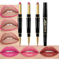 BINGBRUSH 3Pcs Double Ended Warm Bright Pink Plummy Terracotta Shine Lip Liner and Lipstick Makeup Combo Set for Women,Lipliner 24 Hours Original Waterproof Long Lasting Lip Stains Pencil Kit Set