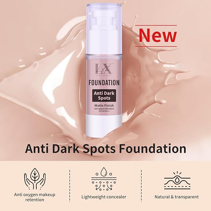 Anti-Dark Spot Liquid Foundation - Collagen Serum Foundation Infused with 2% Niacinamide, High Coverage For A Smooth & Satin Finish, 403 Deep