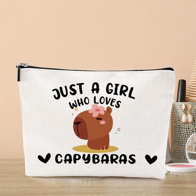 VICBOU Cute Capybaras Makeup Bag Capybara Gifts for Women Girls Capybara Stuff Merch Lover Funny Christmas Birthday Gifts for Teens Best Friend Daughter BFF Sister Who Loves Capybaras Cosmetic Bag
