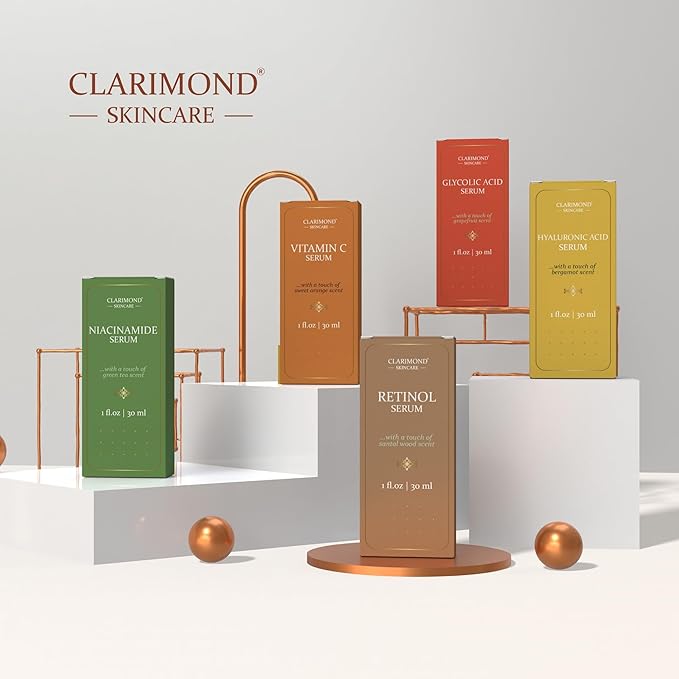 CLARIMOND Retinol Serum for Face – 1% Resurfacing Retinol and Hyaluronic Acid Serum with Niacinamide & Aloe Vera for Anti-Aging, Brightening, Wrinkle Reduction & Dark Spot Treatment