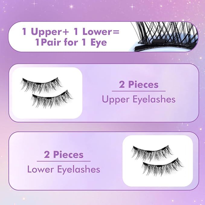 Hunnyfit Magnetic Lashes, Magnetic Eyelashes with Applicator, Magnetic Eyelashes Natural Look,Reusable Magnet Lashes No Glue Needed Soft Lashes Kit(Natural+Natural)