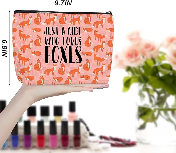 Cute Fox Print Makeup Bag Fox Gifts Cosmetic Travel Bag Foxes Accessories Decor Stuff for Animal Foxes Lovers Women Girls Sister Best Friend Grandma Funny Skincare Bags for Christmas Birthday