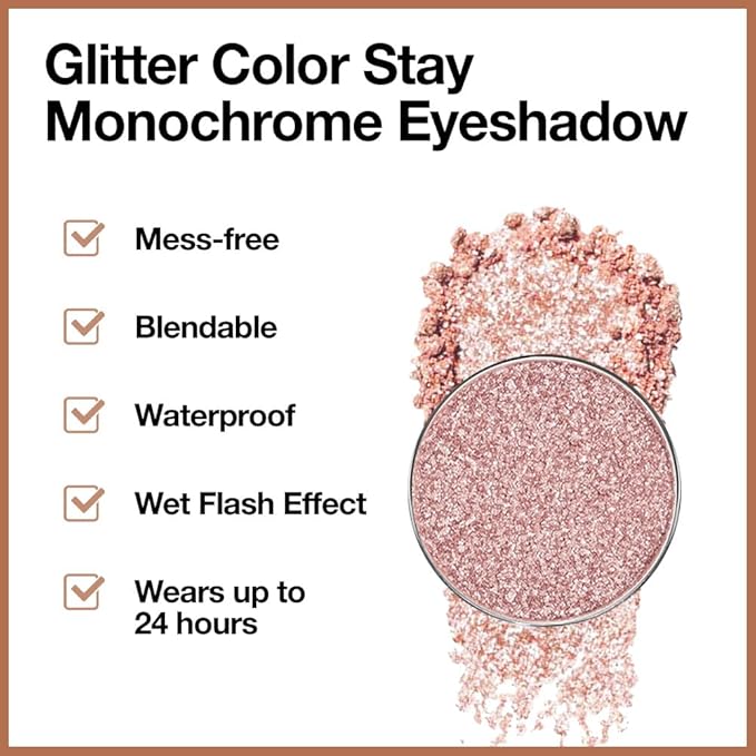 Champagne Pink Rose Monochrome Shimmer Eyeshadow Palette Makeup,Long Lasting Naturing-Looking Lightweight Glitter Single Eyeshadow,Neutral Powde Eye Shadow for Older Women