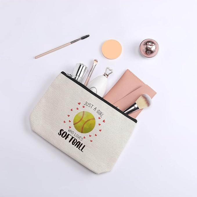 Softball Gifts Makeup Bag Inspirational Gifts for Women Her Softball Lovers Mom Sister Birthday Gifts for Female Coworker Friend BFF Besties