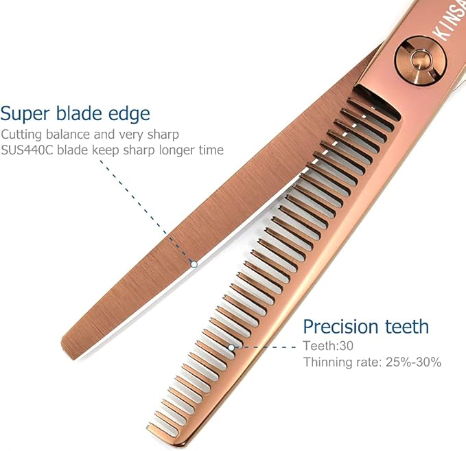6 Inch Hair Thinning Scissors Hair Shears Professional Barber Scissors 440C Convex Edge KINSARO for Hairdresser Barbershop or Home Use