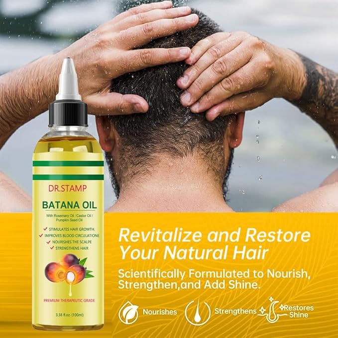 Batana Oil for Hair Growth & Scalp Care – 4-in-1 Liquid Batana Oil with Rosemary, Castor & Pumpkin Seed Oil – Strengthens, Moisturizes & Revitalizes Dry, Damaged Hair (1 Pack)