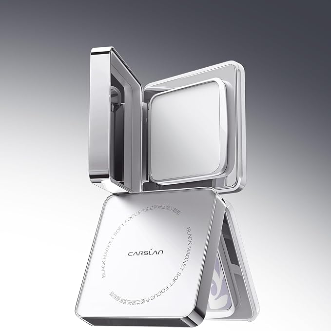 CARSLAN 2.0 Black Magnet Soft Focus Powder, Waterproof Translucent Pressed Setting Powder, 24H Longlasting Talc-Free Face Powder, Oil Control Compact Makeup,03 Translucent For Sensitive Skin, 0.28Oz