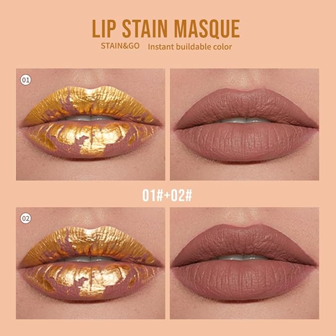 Lip Stain Peel Off Masque - Peel Off Lip Stain Tattoo, Peel-Off Lip Tint，Long Lasting Waterproof Transfer-proof Lip Mask Lips Stain Peel Off Lip Gloss,Stay Lip Makeup 01+02