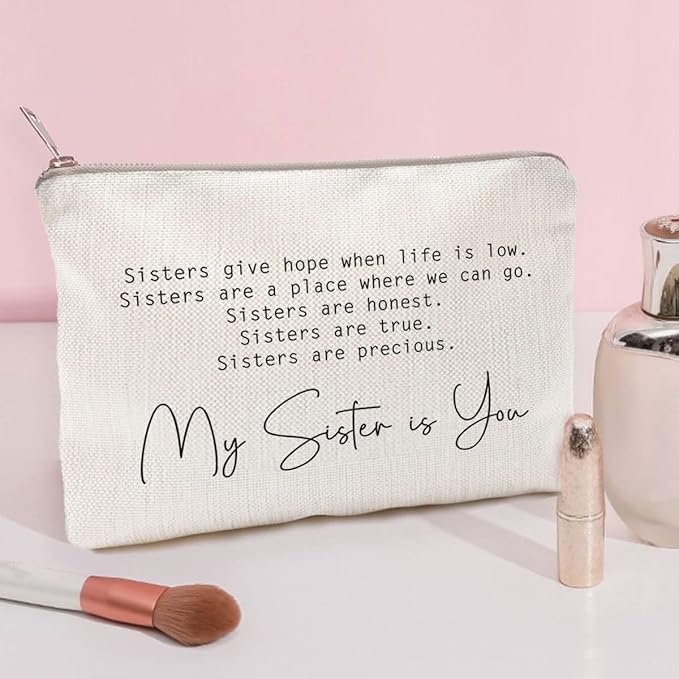 Sister Makeup Case Gift, Soul Sister Cosmetic Bag, Sister Birthday Gift, Sister Graduation Toiletry Bag Gift Motivation Quotes Sister Gift (Sister is you)