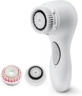 Aria Sonic Facial Cleansing System with 2 Brush Heads, 3-Speed Modes, Waterproof Design - Rechargeable & Portable Electric Face Cleansing Brush for Daily Skincare (White)