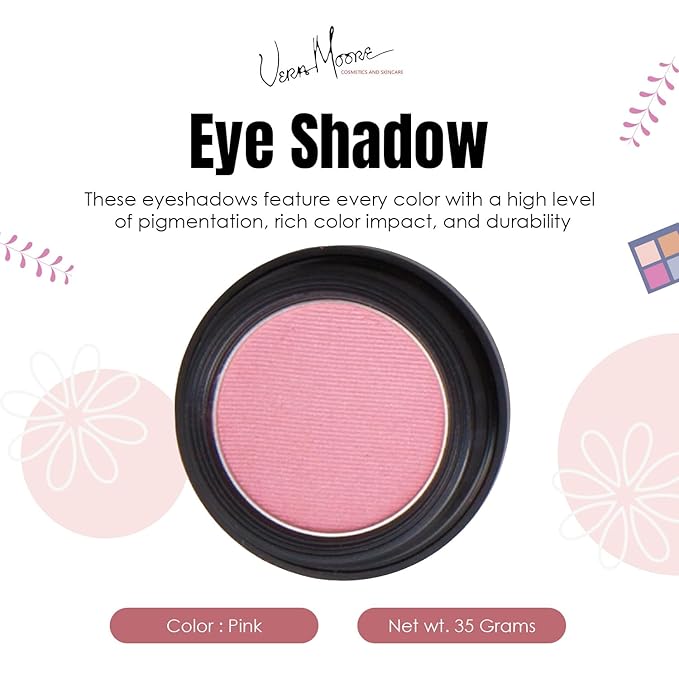 Vera Moore Eyeshadow, Highly Pigmented Eyeshades and Textures, Provide Bold and Lasting Looks, Suitable for Any Event, Easily Blendable Eye Makeup in Multiple Shades. (Pink)