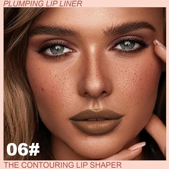 SUAKE Plump Matt Lipstick Lipliner Pencil Pack,Waterproof Crayon with Silicone Smudger for Define Contours & Sculpting Lip, Longwear Moisture Smooth Creamy Formula for Lip Makeup (06# Balance)