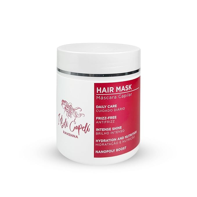 I Belli Capelli Ravenna Hair Mask with Aloe Vera - Deep Conditioner for Dry, Damaged Hair Treatment- Hydrates, Repairs & Nourishes - For All Hair Types - Mascarilla Para el Cabello (16.9 Fl Oz/500g)