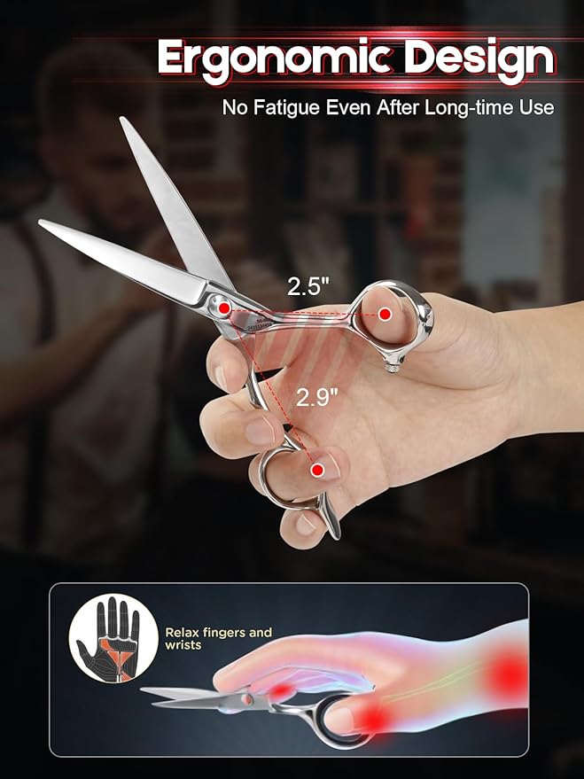 Hair Cutting Scissors Professional, 6" Barber Scissors, Hair Cutting Shears with 440C Steel - 60HRC Hardness Extremely Sharp with Ergonomic for Salon & Home - Classic Style