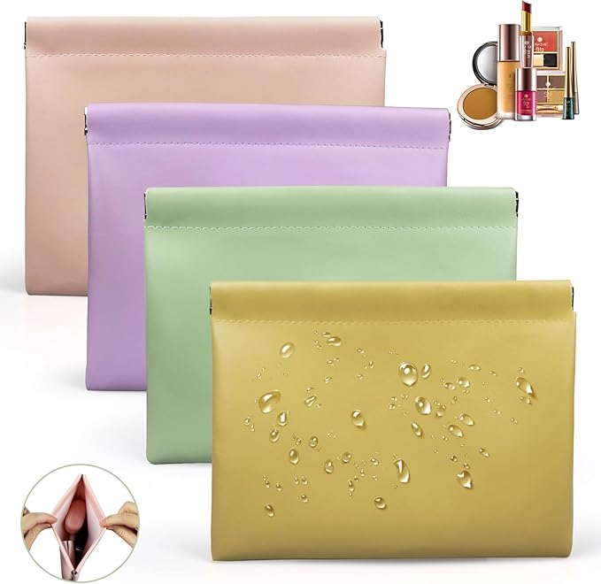 7.09″x5.51″ Small Pouches for Purse, 4PCS Cute Magnetic Mini Makeup Bag, Purse Organizers for Inside Large Storages, Organize Cosmetic, Lipstick, Jewelry,Coins in Women's Handbag