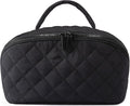 Makeup Bag for Woman, Festivalment Makeup Bag, Wide Open Lay-Flat Water-Resistant Cosmetic Case, Puffy Padded Organizer for Toiletries & Brushes Large Capacity with Compartments (Black)