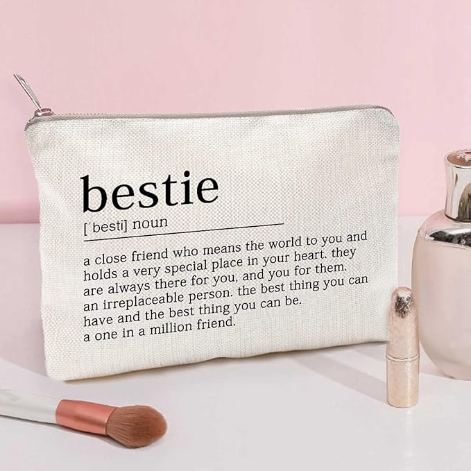 Bestie Makeup Case Best Friend Cosmetic Bag for Her for Sister Birthday Toiletry Bag Gift Motivation Quotes Sister Gift Bestie College Roommate Gfit (Bestie)