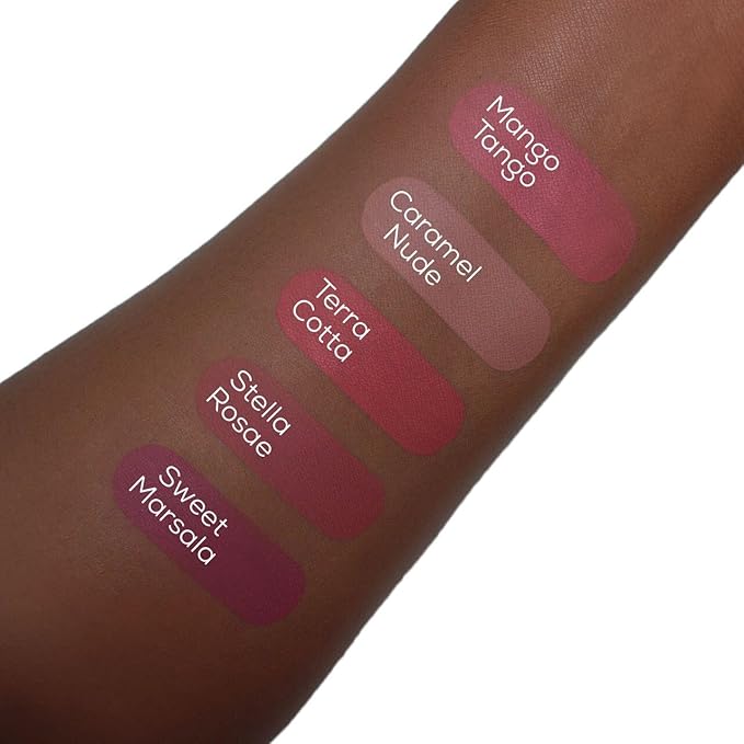 Aromi Chestnut Rose Matte Liquid Lipstick | Long-lasting, Warm Rosy Lip Color for Women, Vegan, Earthy Shade, Waterproof (Stella Rosae)