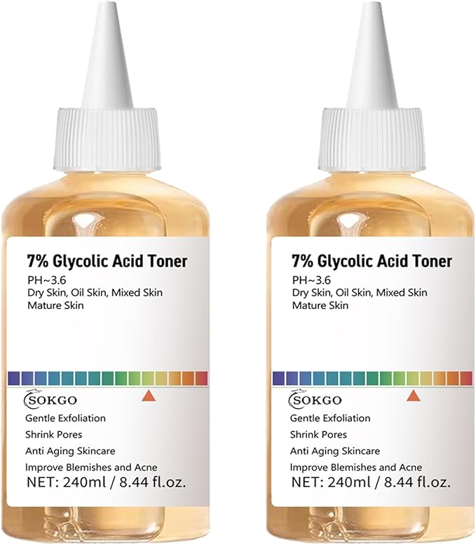 7% Glycolic Acid Exfoliating Toner, Exfoliating Facial Toner, Pore Minimizing Toner, Smooth Skin, Even Tone, Hydrating Formula