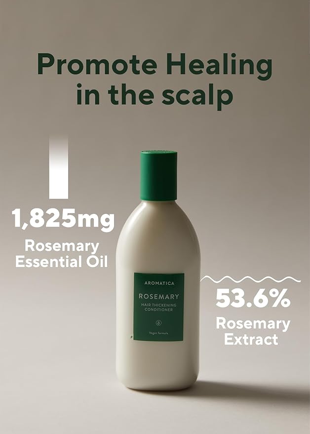 AROMATICA Rosemary Hair Thickening Conditioner 13.53oz/400ml, Vegan Hair Conditioner for damaged hair and dry hair - Moisturizing Conditioner For Men and Women