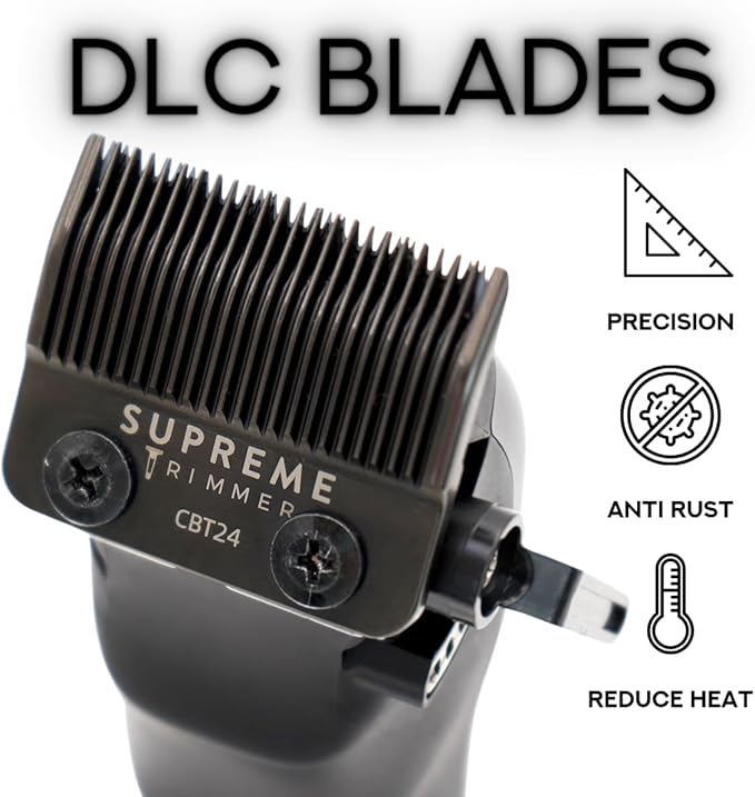 Supreme Trimmer Darkstar 72 Clipper with Magnetic Vector Motor | 180 Min Run Time, 9000 RPM Barber Hair Clipper | Low Noise, Professional Clipper DLC Blades | STC72