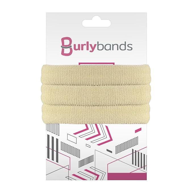 Burlybands Large Hair Ties for Thick, Heavy or Curly Hair - Non-Slip, Non-Damage, Seamless Women's Ponytail Scrunchies - Blonde, 3 Pcs