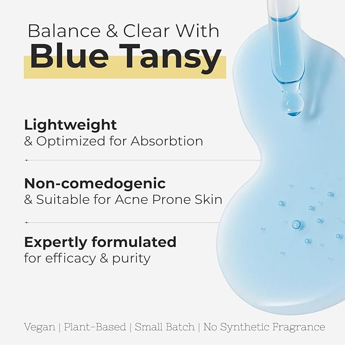 Yellow Bird Balancing Blue Tansy Face Oil 2 oz / 59 ml – Skin Glowing Serum. Collagen Support. Promotes Clear Skin Naturally. Wrinkle, Blemish & Pore Minimizer. Natural, Vegan Facial Moisturizer.