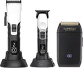 Supreme Trimmer 3-in-1 Barber Bundle | 2Spee Clipper, 2Spee Trimmer & Crunch Foil Shaver | Professional Beard Trimmer Men’s Hair Clipper Kit | White