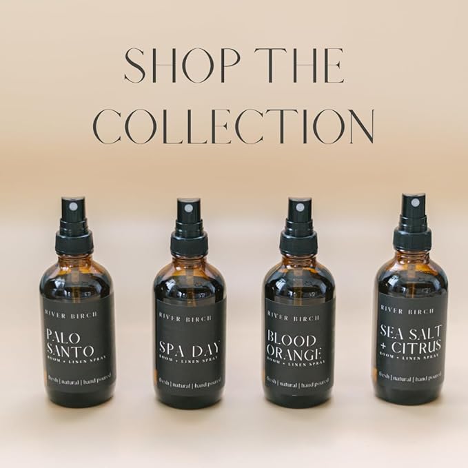 River Birch Mahogany Woods Scented Linen and Room Spray | Home Fragrance | 4 oz Glass Amber Bottle | Luxury Signature Scent | Handmade in Texas
