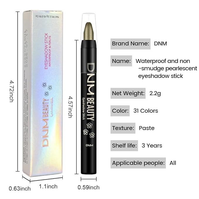 evpct Yellow Green Shimmer Cream Eye Shadow Sticks Brightener Pencils for Women, Green Silky Eyeshadow Applicator Stick Pen Waterproof, Blendable Crease-Proof Stick Eyeshadow Shimmer Eye Makeup 79