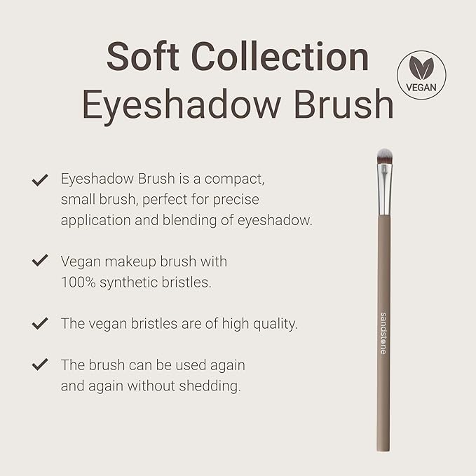 Sandstone Scandinavia Soft Collection Makeup Brush - Professional Premium Eyeshadow brush for applying and blending eyeshadow. Ultra precise soft bristles. Vegan Makeup brush for all skin types