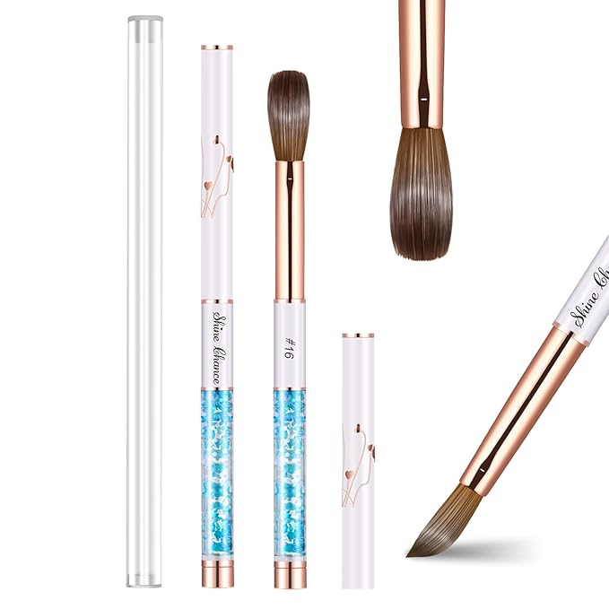 Acrylic Nail Brush Size 16, 100% Real Kolinsky Art Nail Brush for Acrylic Powder Application, Handmade Women Manicure Nail Extension Tool for Professional DIY Home Salon and Beginners