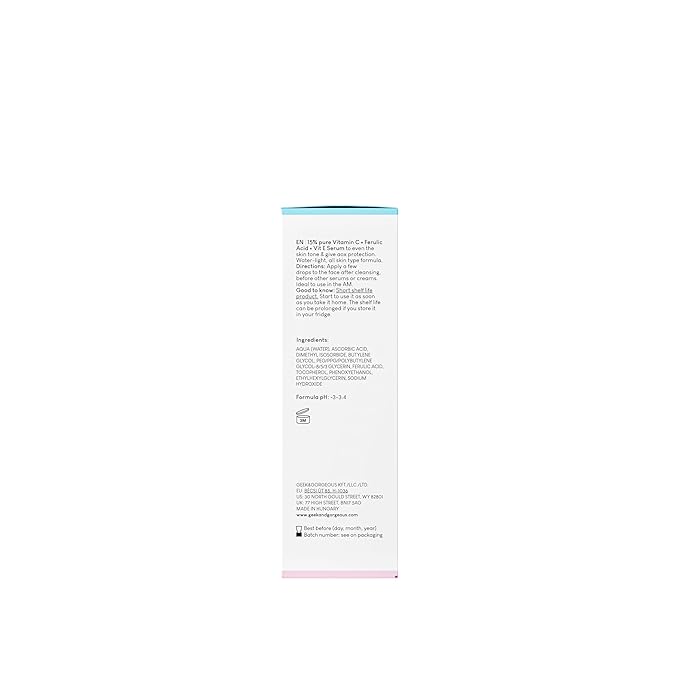 Geek & Gorgeous - C-Glow - 15% Vitamin C + Ferulic acid & Vitamin E Serum, protects against environmental damage, boosts collagen & evens skin tone - all skin types, 1 oz