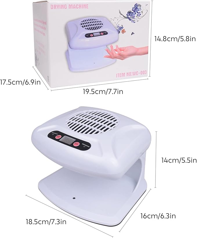 Gegong Air Nail Dryer with Automatic Sensor, 300W Timing Fan Blow for Both Hands and Feet, Warm & Cool Wind Blower Regular Polish, Home Salon Use No Harmful (Light Blue)