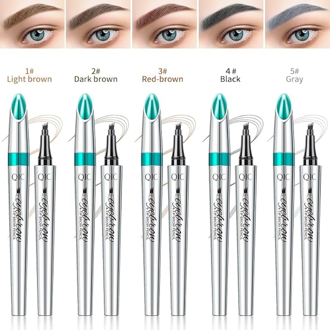 Microblading Eyebrow Pencil, Eyebrow Pen with an Upgrade Micro-Fork Tip Applicator, Waterproof Microblading Brow Pen,Last All Day, Brow Pencil for Natural Looking Brows Makeup (Gray)