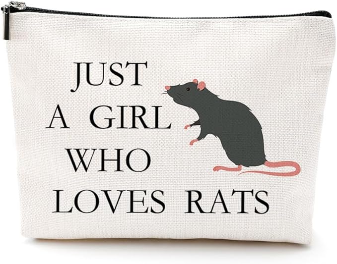 VICBOU Cute Rat Makeup Bag Rat Gifts for Women Girls Rats Decor Stuff Merch for Animal Lovers Funny Christmas Birthday Gift for Teens Best Friend Daughter BFF Sister Bestie Cosmetic Bag