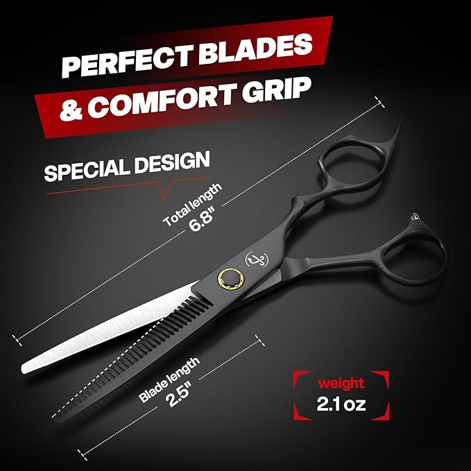 Professional Hair Thinning Shears Hair Cutting Texturizing Teeth Scissors - 6.8" Right Hand HIGH-END Extremely Sharp Scissors 440C Stainless Steel for Salon Home Stylists
