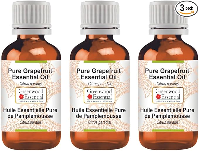 Greenwood Essential Pure Grapefruit Essential Oil (Citrus paradisi) Steam Distilled (Pack of Three) 100ml X 3 (10.1oz)