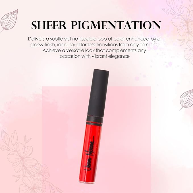 Lip Gloss, Moisturizing Lip Color with Shimmer for Long Lasting Shine, Lightweight Lip Stain, Girls Non-Sticky Lip Gloss with Aloe Vera, W/Vitamin C, E (Vera's Red)