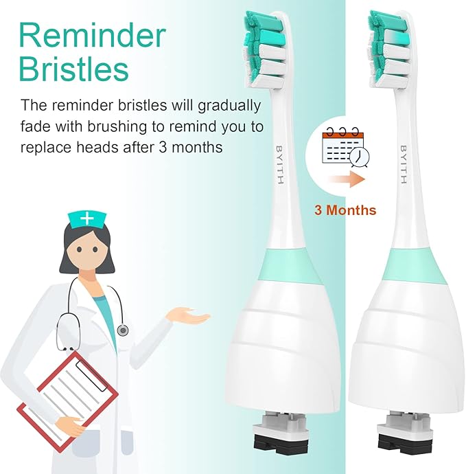 Replacement Brush Heads Compatible with Sonicare E-Series Toothbrush HX7022/66, Essence, Xtreme, Elite, Advance and CleanCare Screw-On Handles, 4 Pack