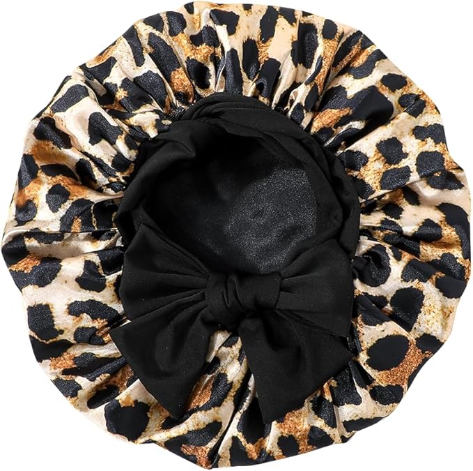 GDTOGRT Satin Silk Bonnet for Sleeping Women - Double Layer Sleep Hair Bonnets Caps for Curly Braid Hair with Tie Band