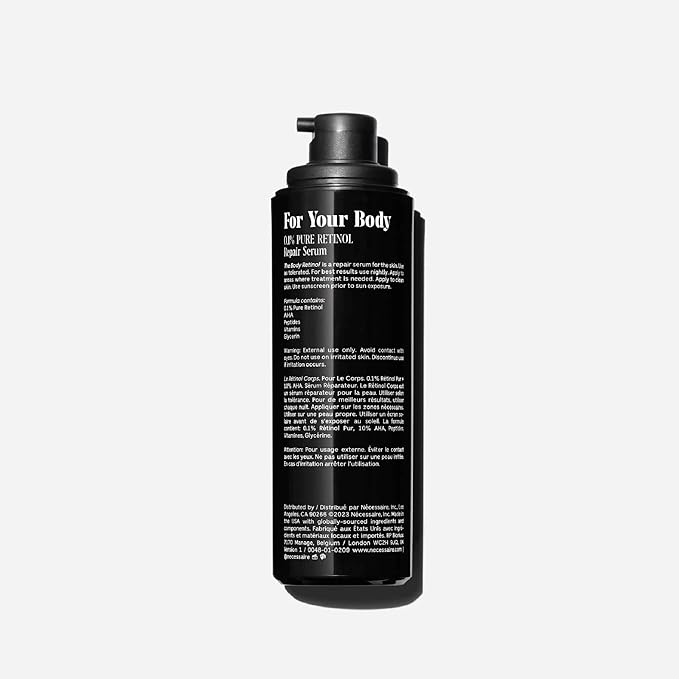 Nécessaire The Body Retinol - Firming Repair Serum + Retinol Body Lotion For Women & Men. Wrinkle + Line Prevention. 0.1% Pure + 10% AHA Crepey Skin Treatment. 5.1 oz