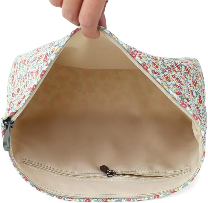 Large Capacity Cotton Printed Makeup Bag - Travel Cosmetic Pouch & Toiletry Organizer with Zipper, Perfect for Daily Use or as a Gift